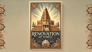A rectangular banner for 'Renovation of Temple'